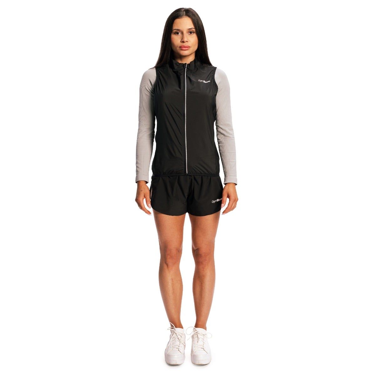 GymBeam Gilet donna Pulse X Running slim senza maniche con zip nero