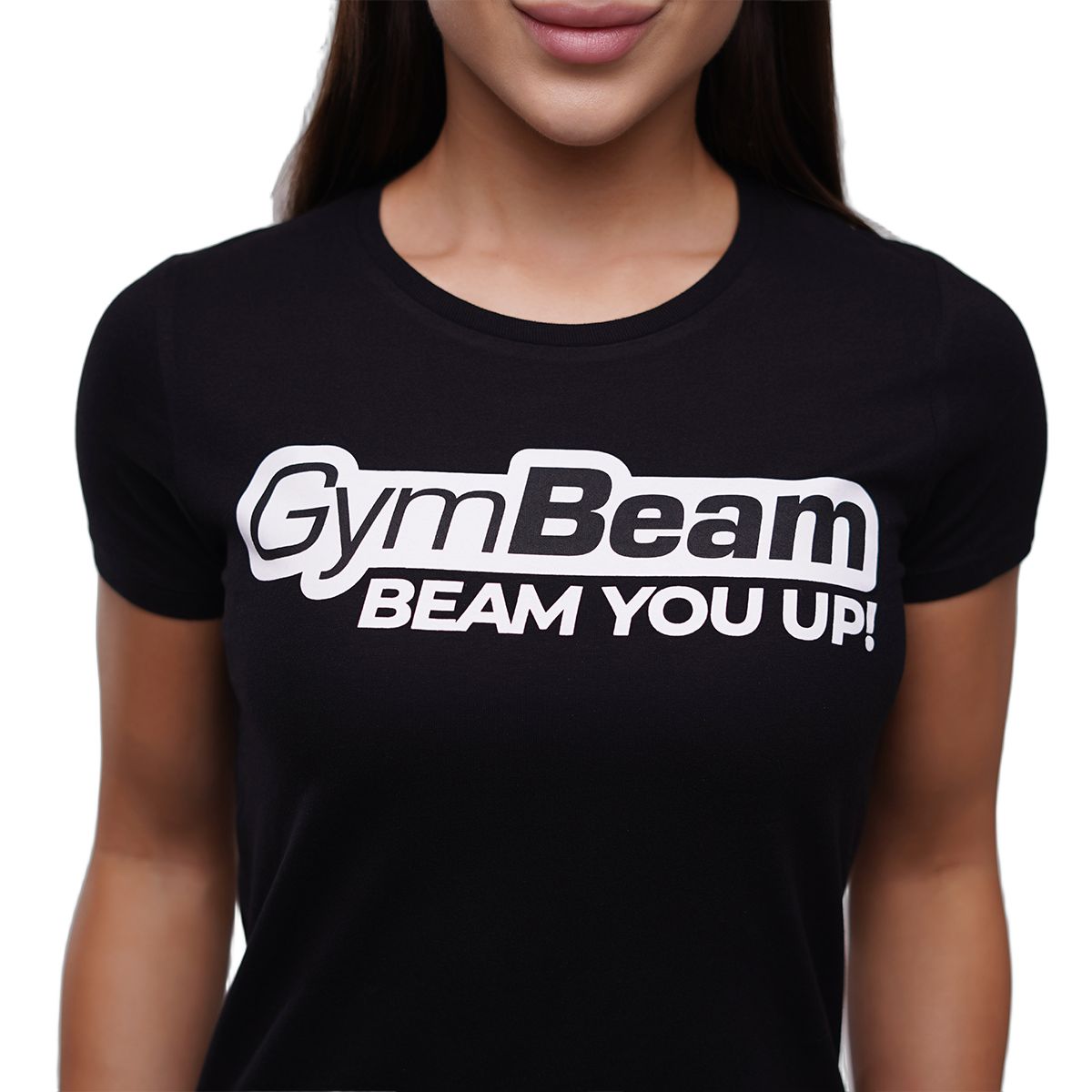 GymBeam T-shirt donna Beam slim in cotone con scollo rotondo Black