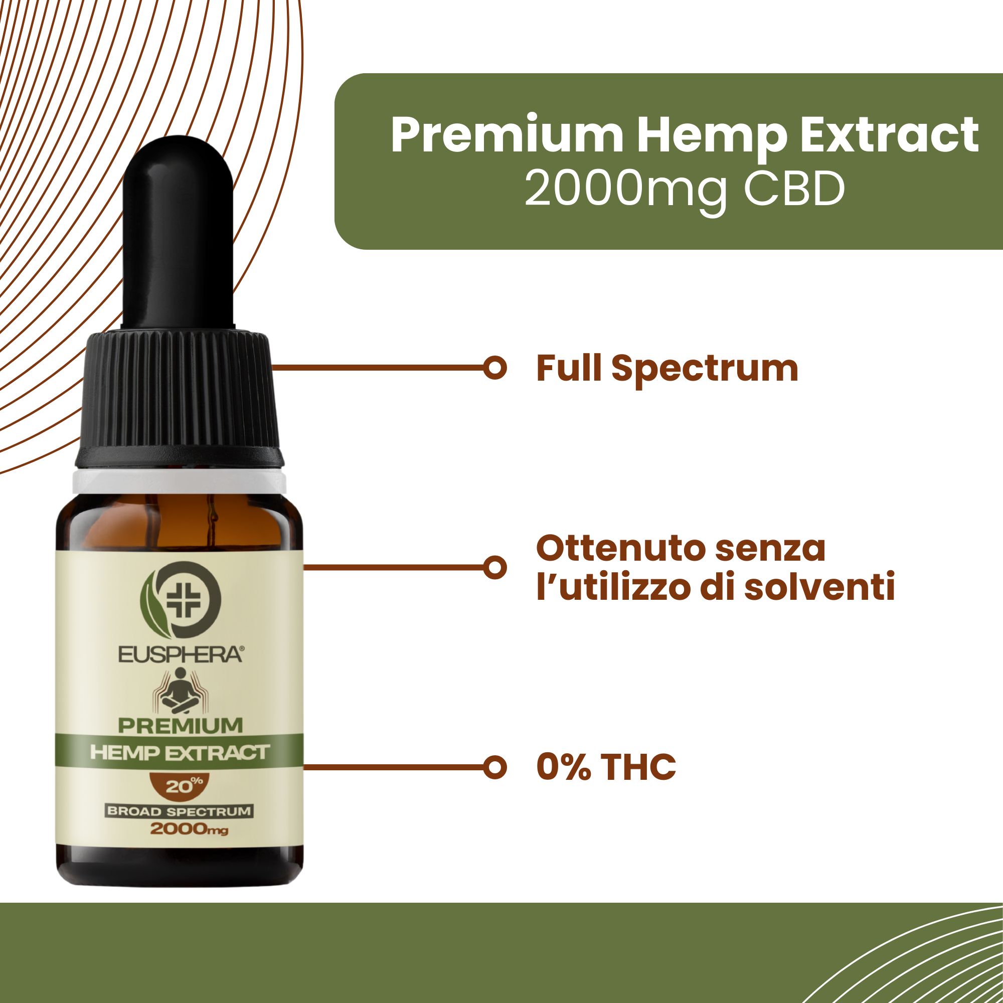Olio CBD 20% Broad Spectrum - Rilassamento e Sonno - Eusphera HEMP EXTRACT
