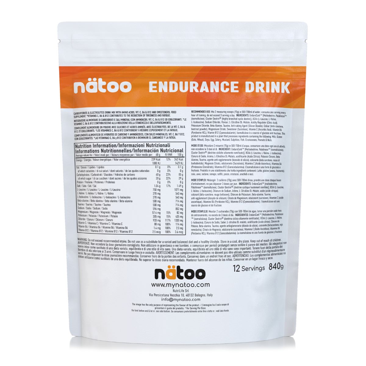 Natoo Ultra Endurance Drink gusto Orange Splash