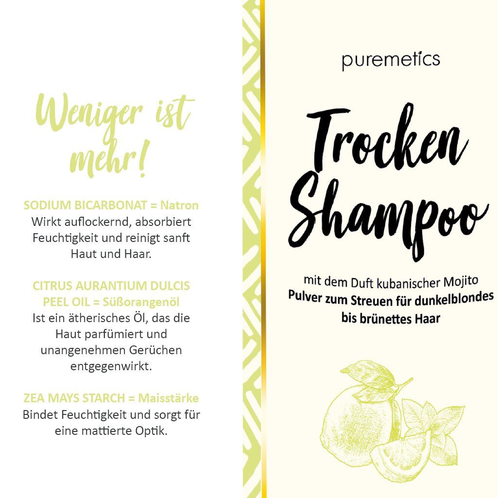 puremetics - Shampoo secco "Mojito" (per capelli da castani a biondo scuro)