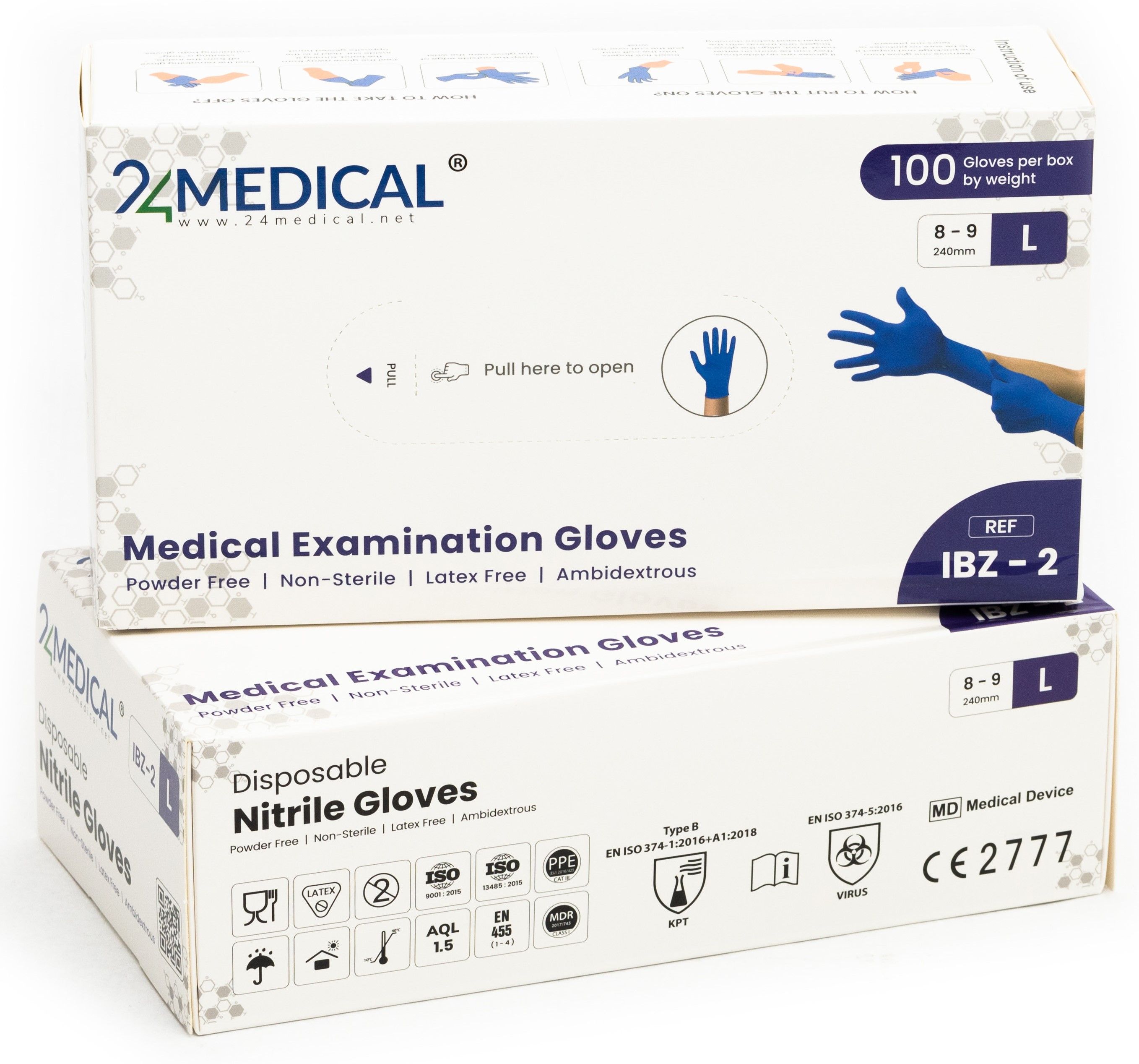 24medical IBZ-2 Guanti in nitrile senza polvere