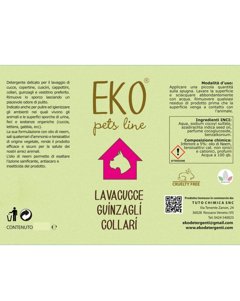 Eko Detergente lava cucce, guinzagli, collari con olio di Neem