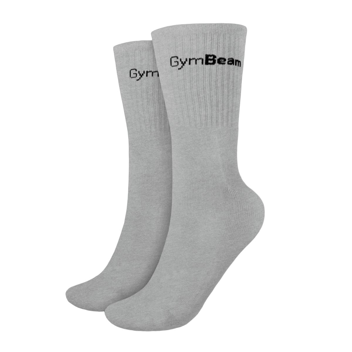 Due paia di calze unisex grigie in cotone, nylon ed elastan con logo GymBeam.