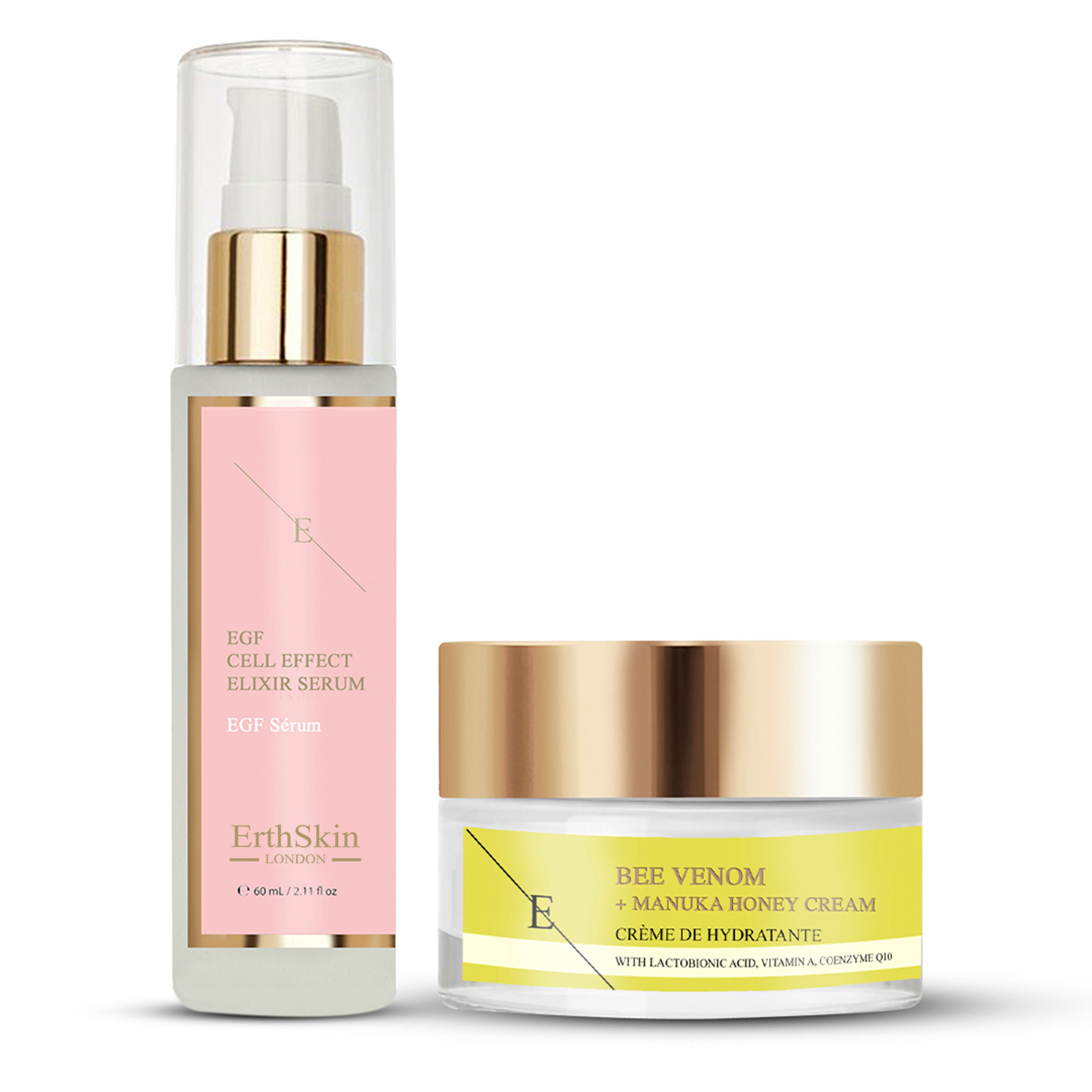 ErthSkin London Veleno d'api + Crema al miele di Manuka + SIERO EFFETTO CELLULARE EGF