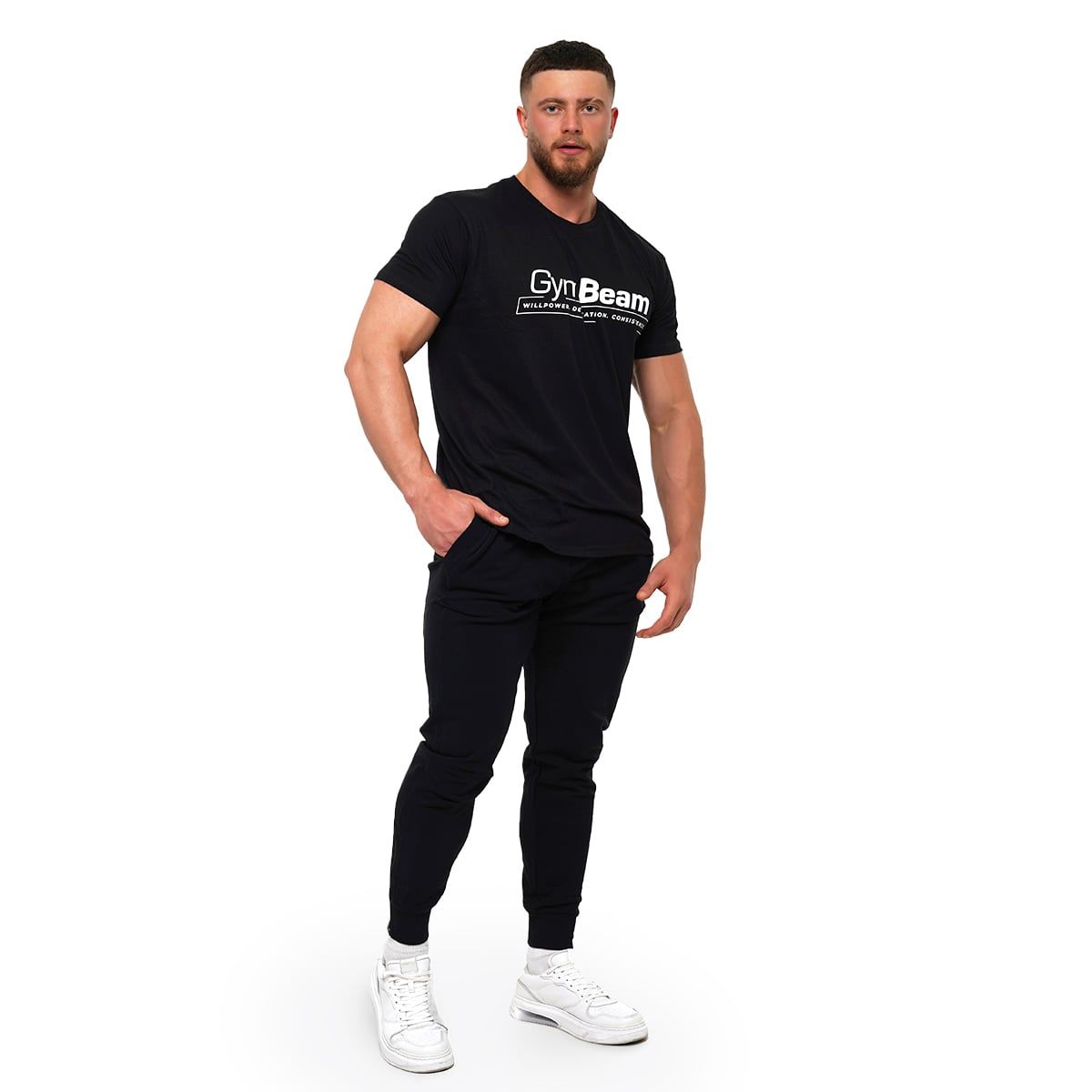 GymBeam T-shirt uomo Willpower regular a manica corta Black