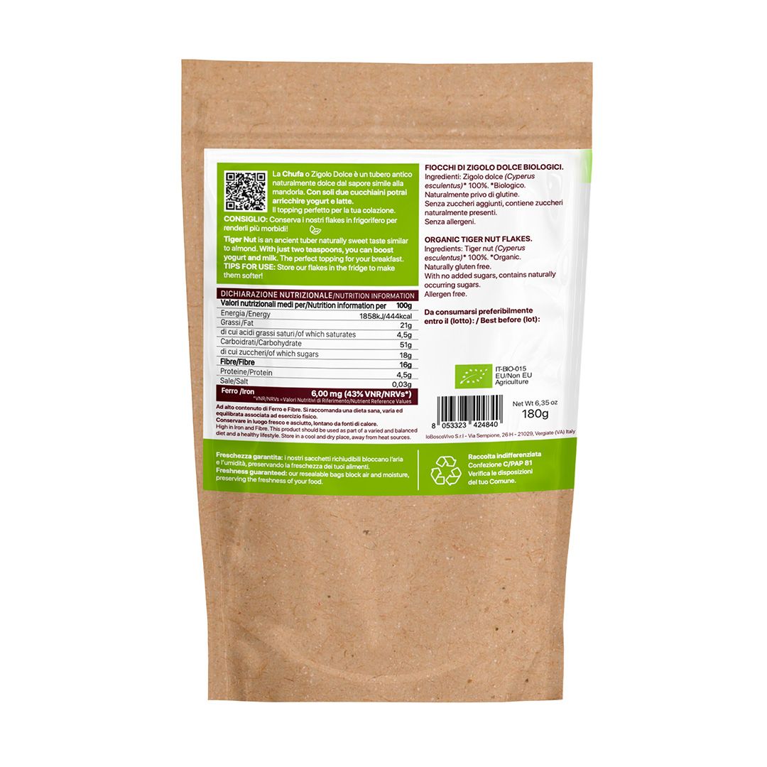 IoBoscoVivo Chufa Flakes Bio - Fiocchi da Colazione Senza Glutine, Senza Zuccheri Aggiunti