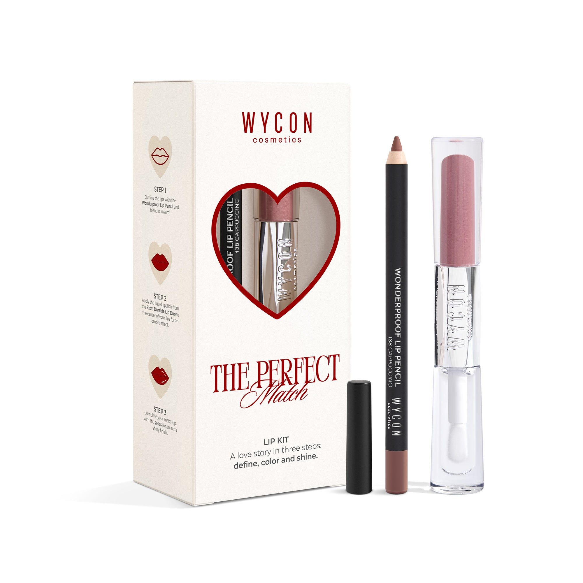 WYCON cosmetics THE PERFECT MATCH - LIP KIT 05 Extra Durable Lip Duo 05 + Wonderproof Lip Pencil 138