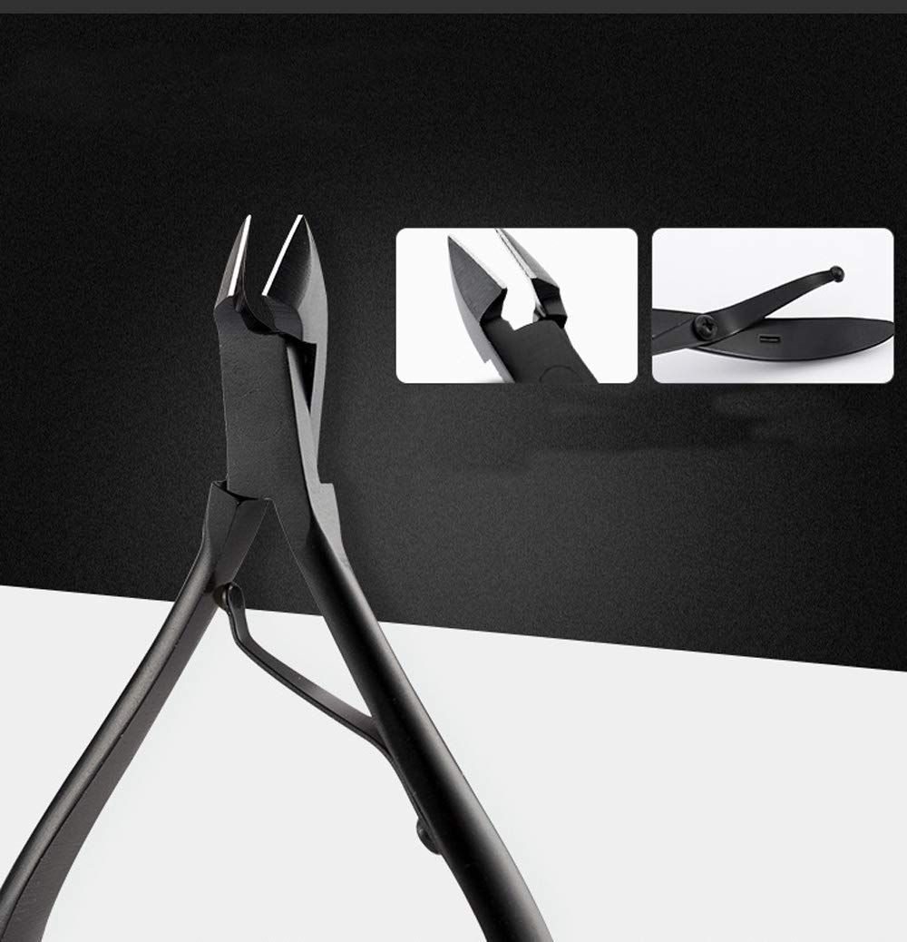 Pinza per cuticole nera con punta precisa per manicure.