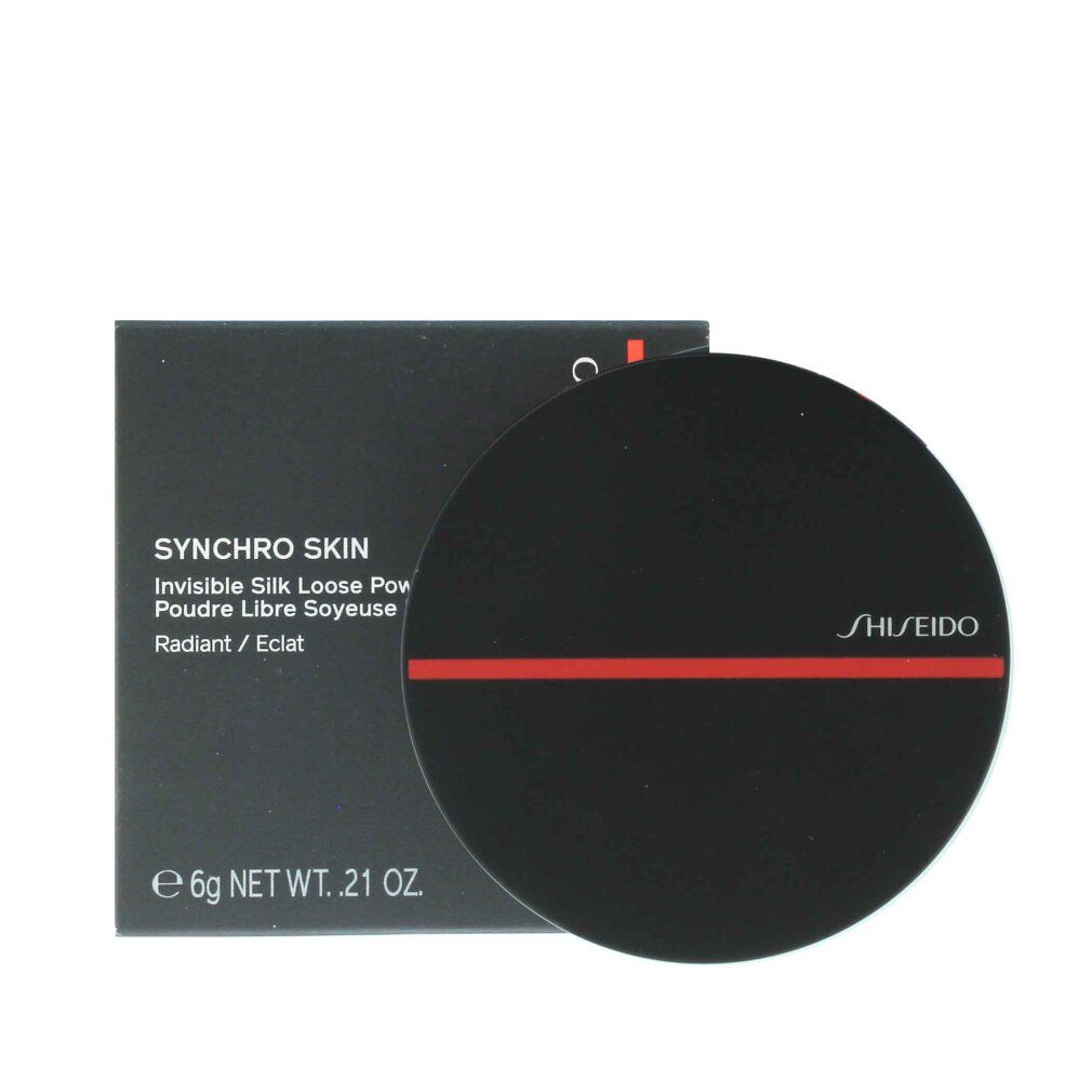 Contenitore nero con striscia rossa e nome del prodotto. Confezione nera con informazioni sul prodotto. Marca: Shiseido. Contenuto: 6g.