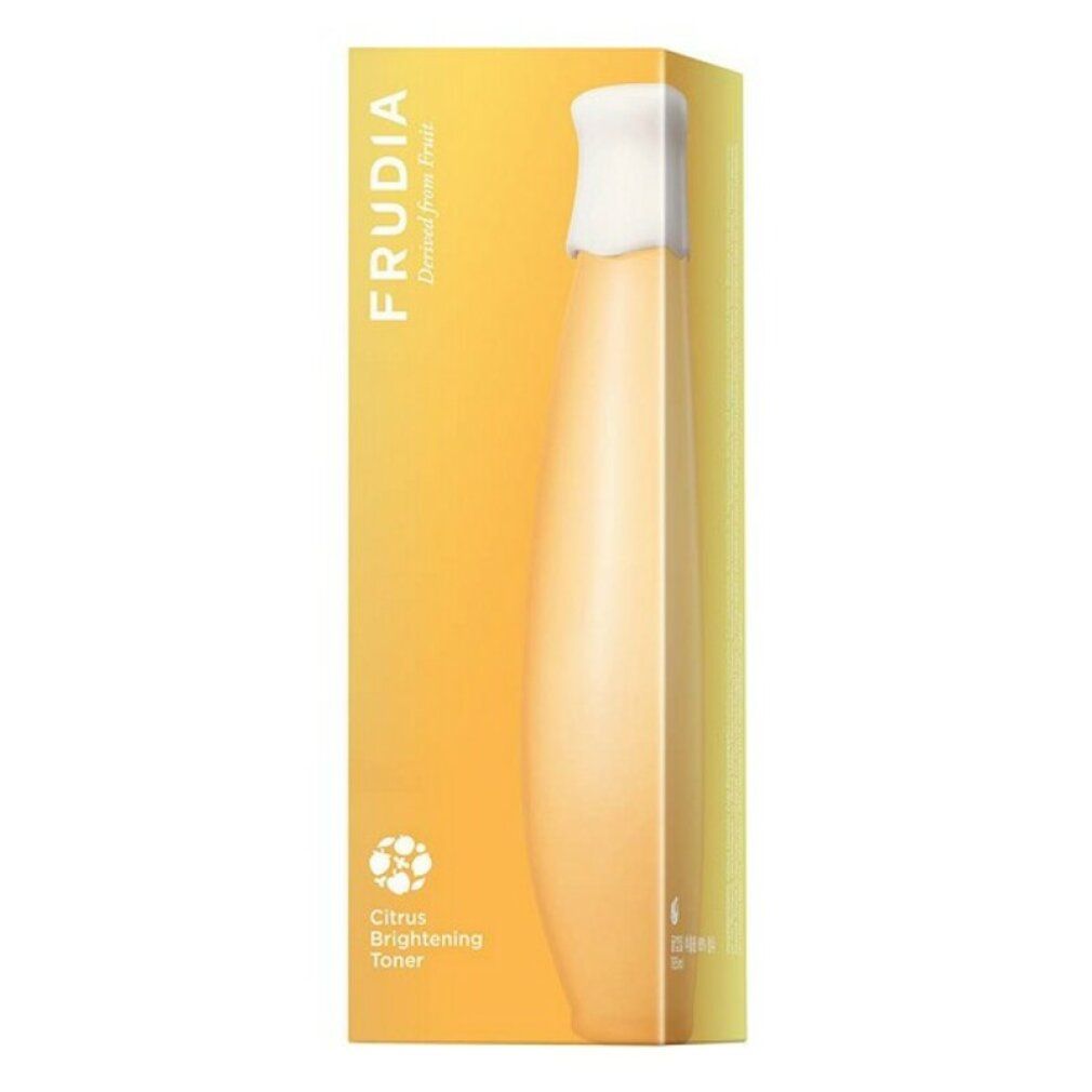 Confezione gialla con un flacone. Sulla confezione è scritto Frudia Citrus Brightening Toner.