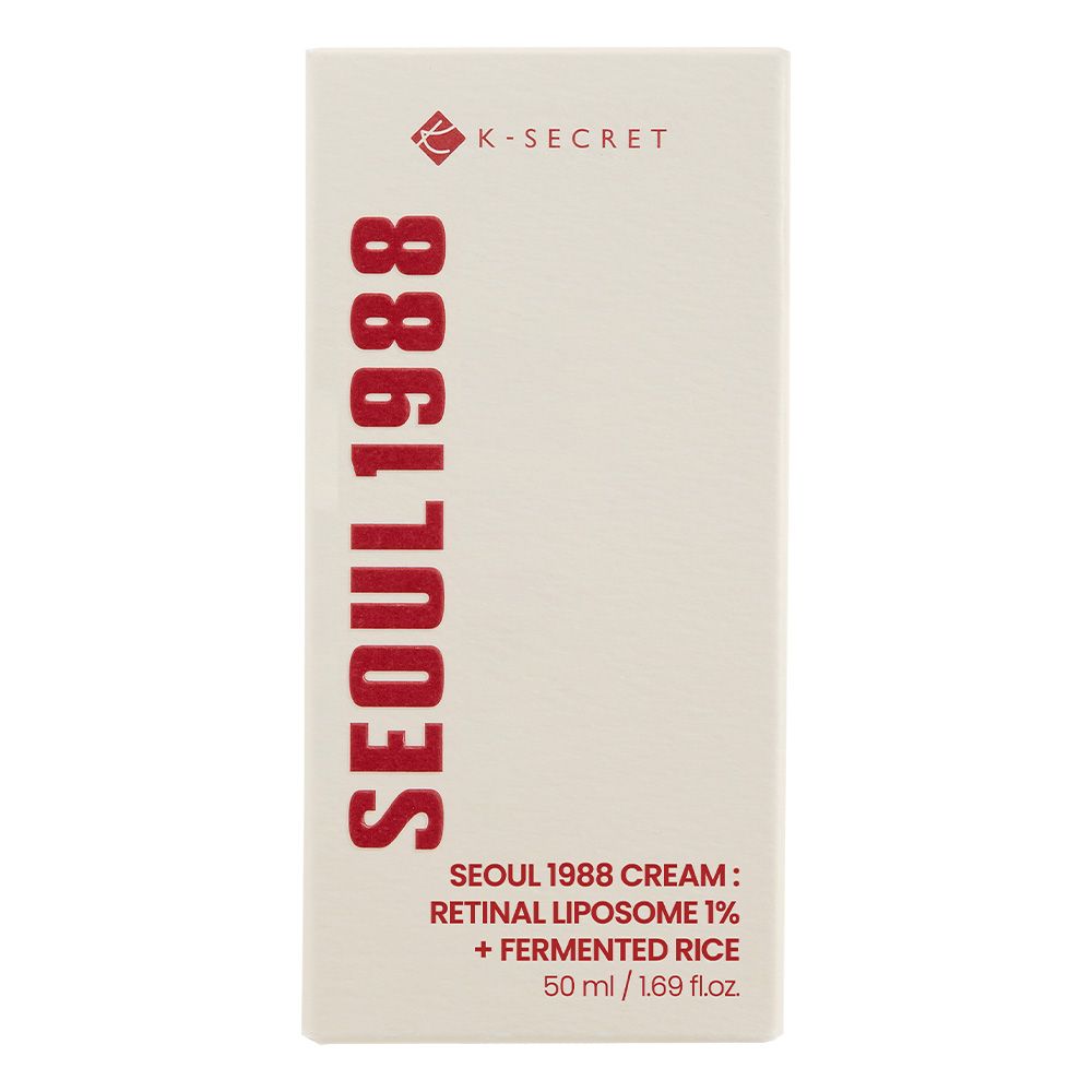 Confezione della crema viso K-Secret Seoul 1988 con Retinal Liposome 1% e riso fermentato.