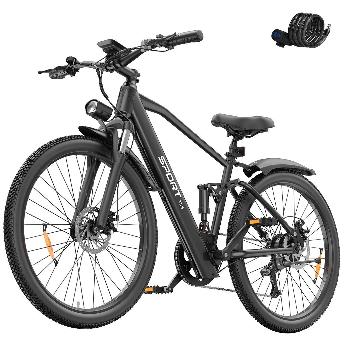 Toofly T8S Bicicletta elettrica full suspension, pneumatici da 26 pollici