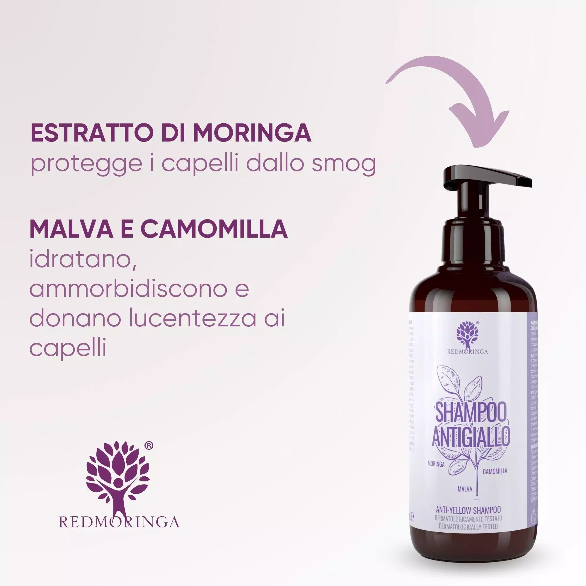 Shampoo Antigiallo BIO alla Moringa – Capelli Biondi e Bianchi Luminosi