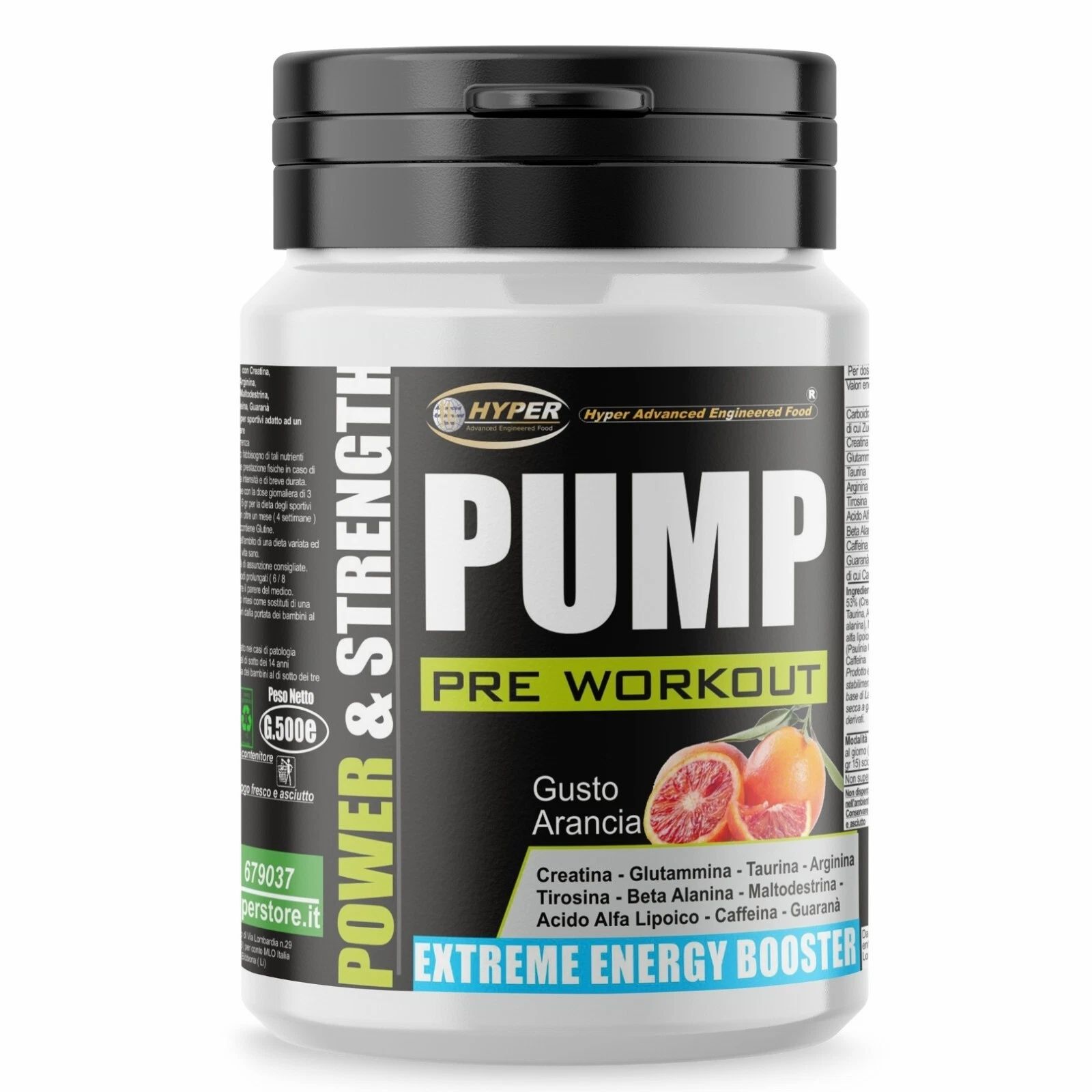 Power & Strength Pump Pre Workout Forza Energia Massa Muscolare Creatina Beta Alanina Caffeina