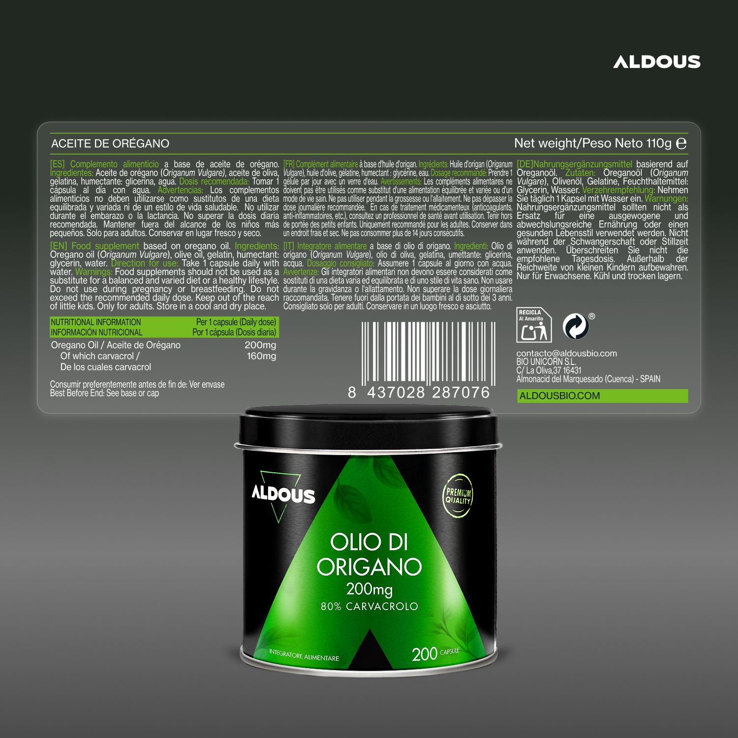Aldous - Olio di Origano - Sistema Immunitario, Digestivo