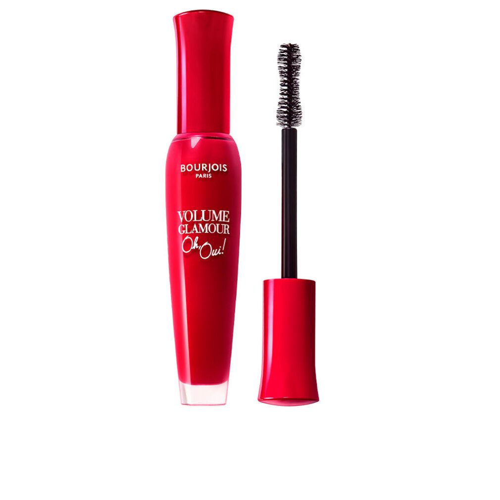 Mascara rosso con spazzola. Testo: Bourjois Paris, Volume Glamour Oh Oui. Spazzola nera.