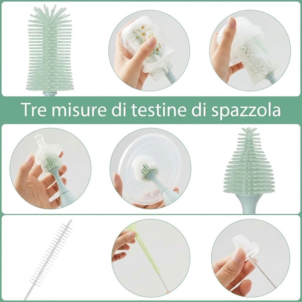 Set di spazzole per biberon Momcozy con tecnologia a pressione schiumogena