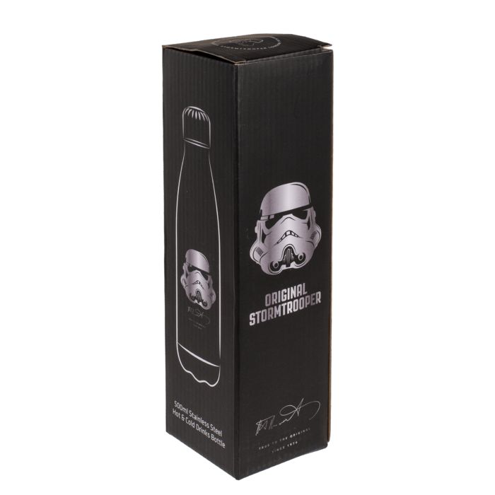 Confezione nera con motivo Stormtrooper. Immagine borraccia. Scritta 'Original Stormtrooper'.