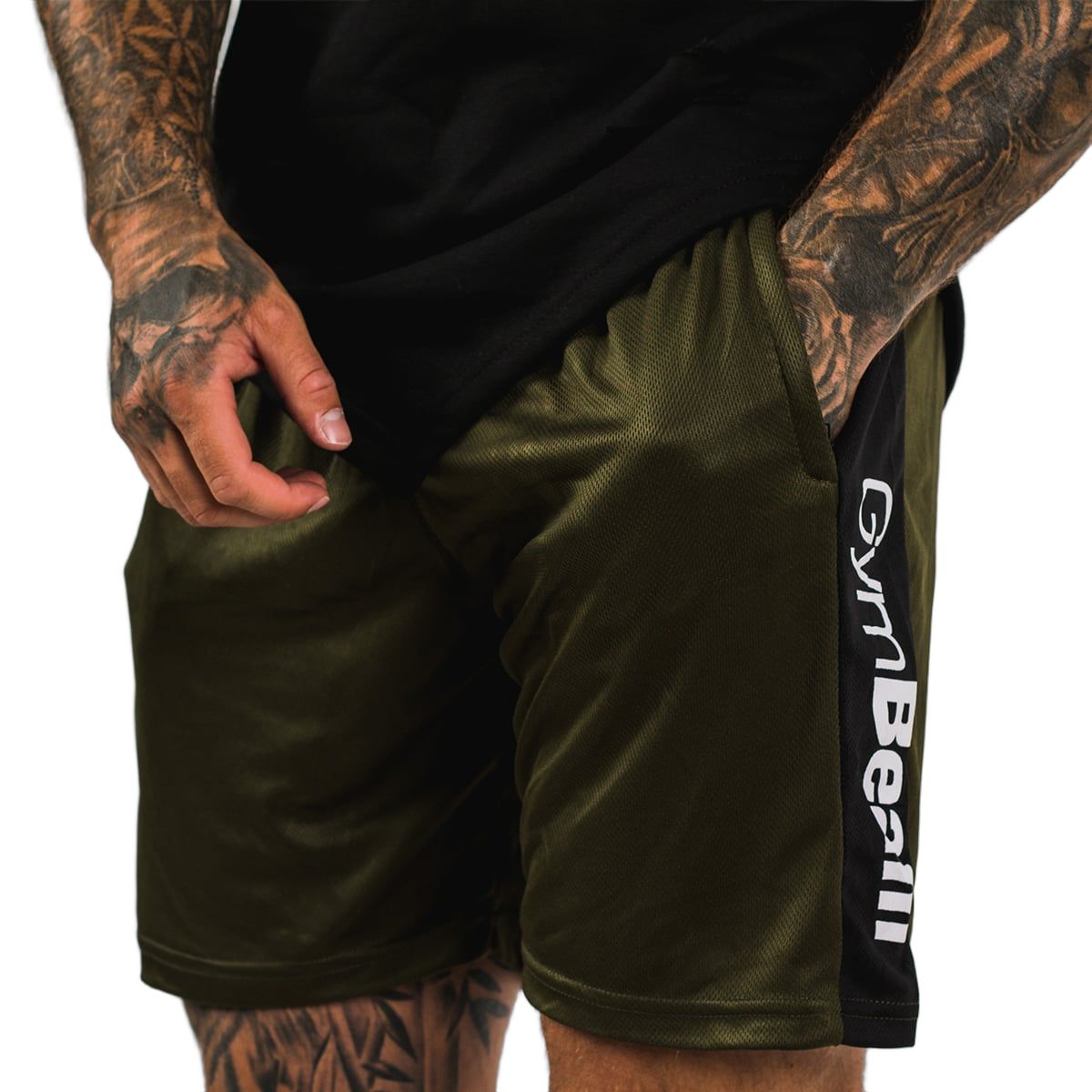 GymBeam Pantaloncini uomo regular Vertical verde militare