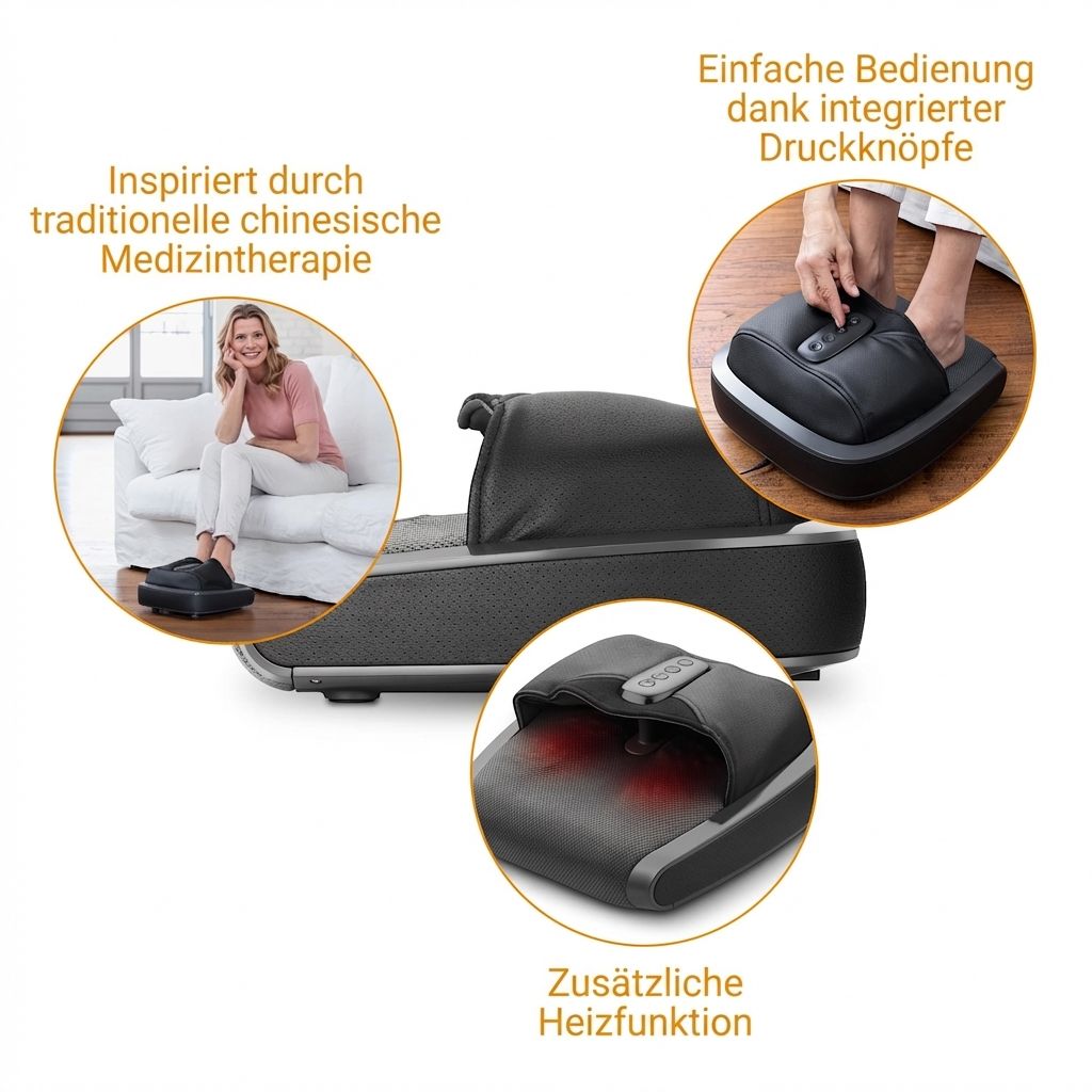 Massaggiatore per piedi che evidenzia il massaggio intensivo delle zone riflesse e la funzione 2-in-1.