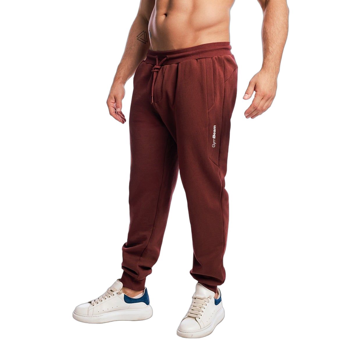 GymBeam Pantaloni sportivi uomo oversize in cotone e poliestere Base Cherrywood