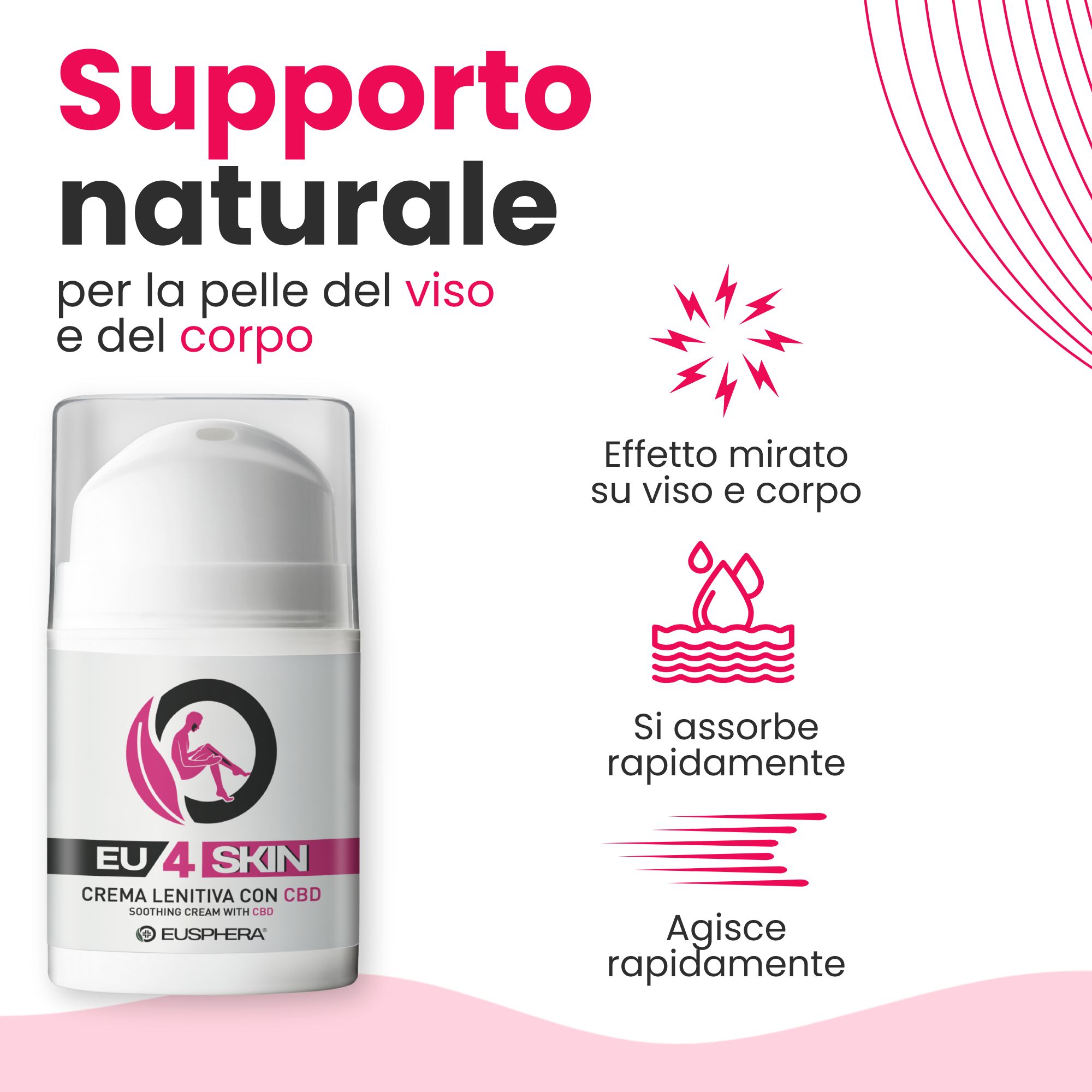 Crema pelle lenitiva al CBD per acne, eczema e psoriasi - Eusphera EU4SKIN