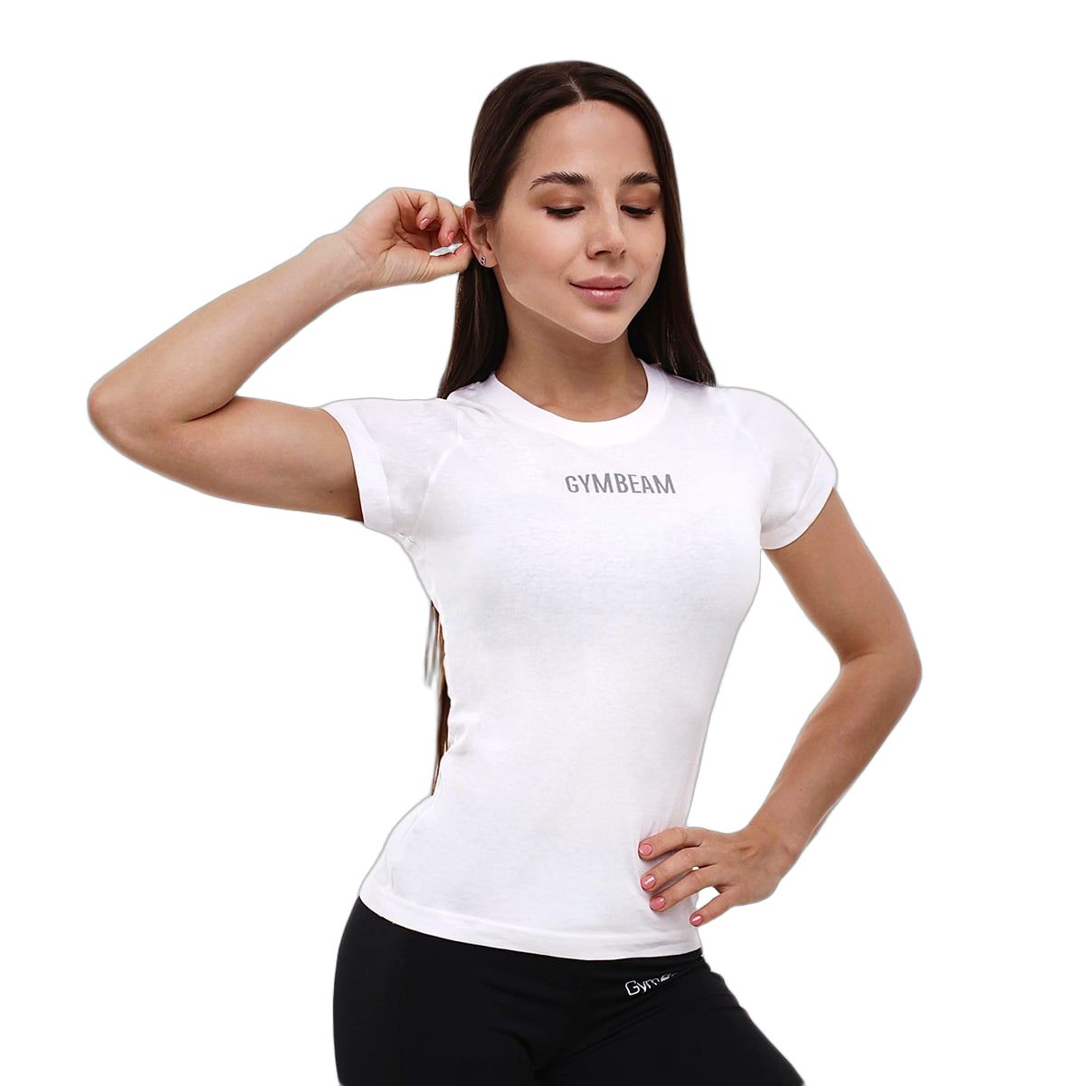GymBeam T-shirt donna FIT slim in cotone bianca