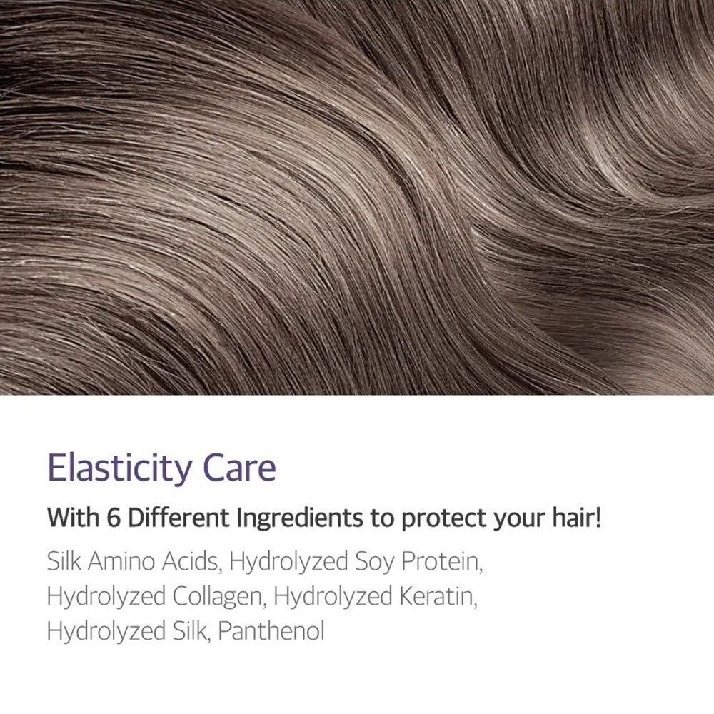 Cura dell'elasticità dei capelli con 6 diversi ingredienti, tra cui aminoacidi di seta.
