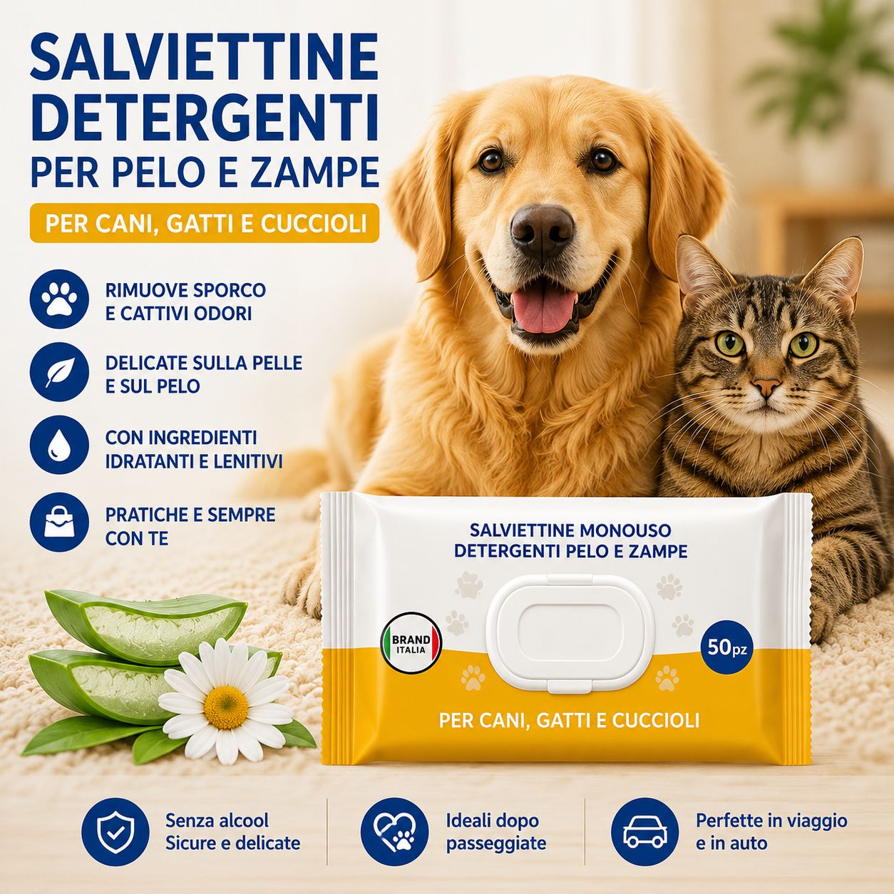BRAND ITALIA - Salviettine Detergenti Pelo e Zampe