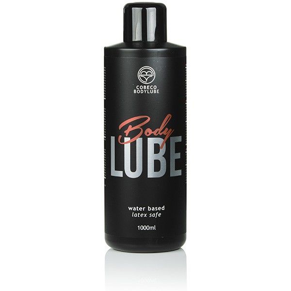 Flacone nero di Cobeco Bodylube, 1000ml, a base d'acqua, sicuro per lattice.
