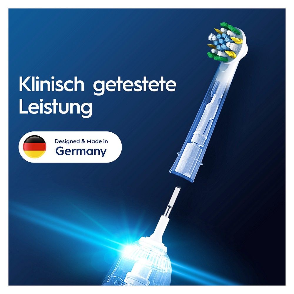 Spazzolino Oral-B PRO, "Prestazioni clinicamente testate", Made in Germany.