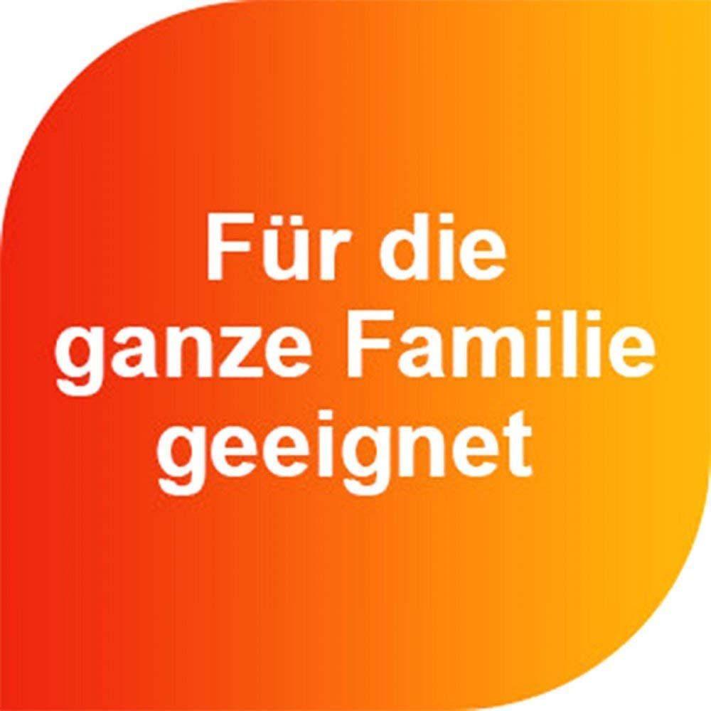Sfondo arancione con testo bianco: Adatto a tutta la famiglia.