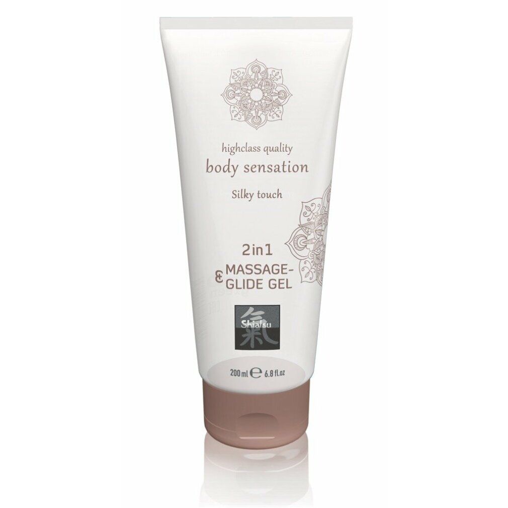 Gel massaggio e scivolamento 2 in 1, tocco setoso, tubo 200ml con motivo asiatico.