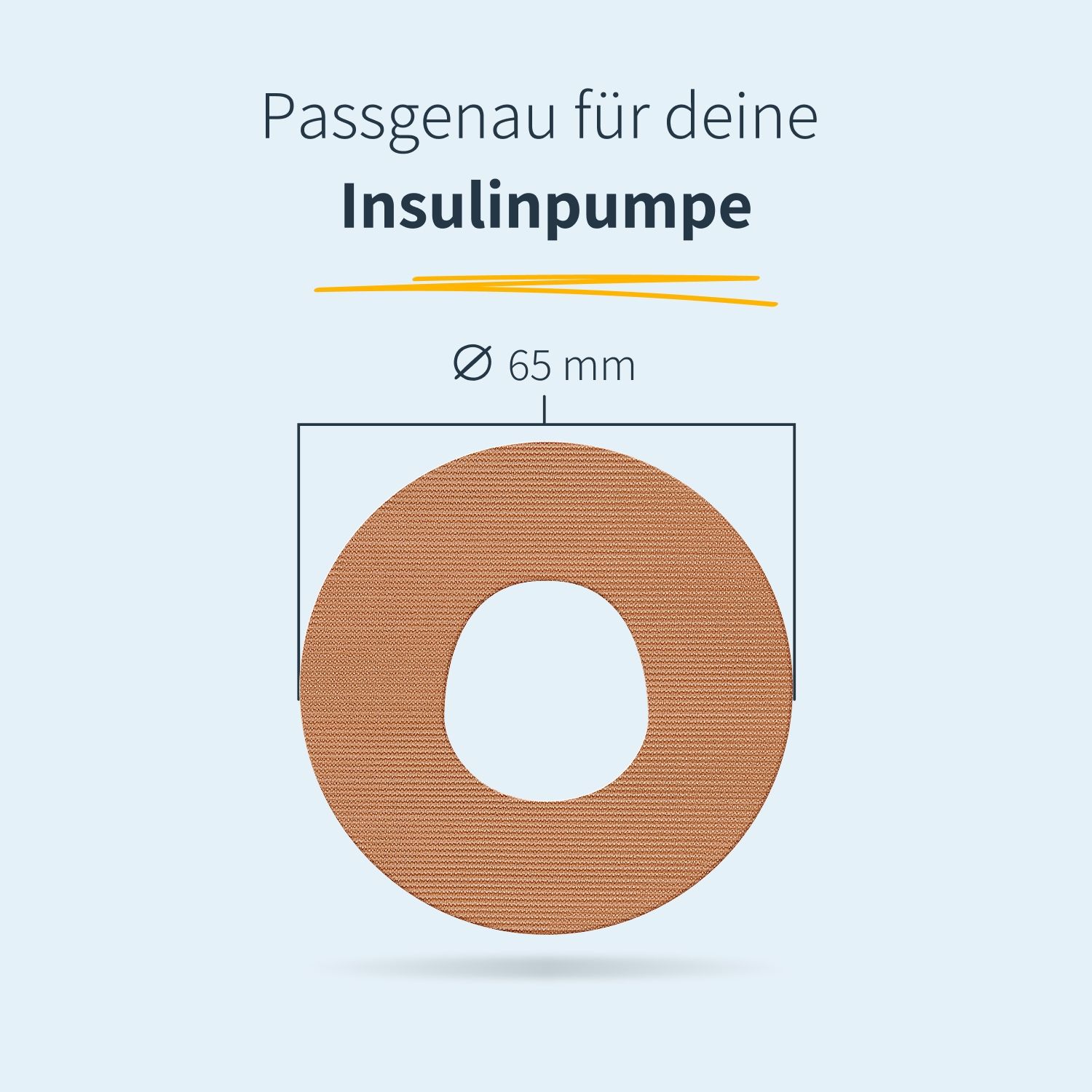 Cerotto rotondo marrone con apertura centrale, diametro 65 mm.