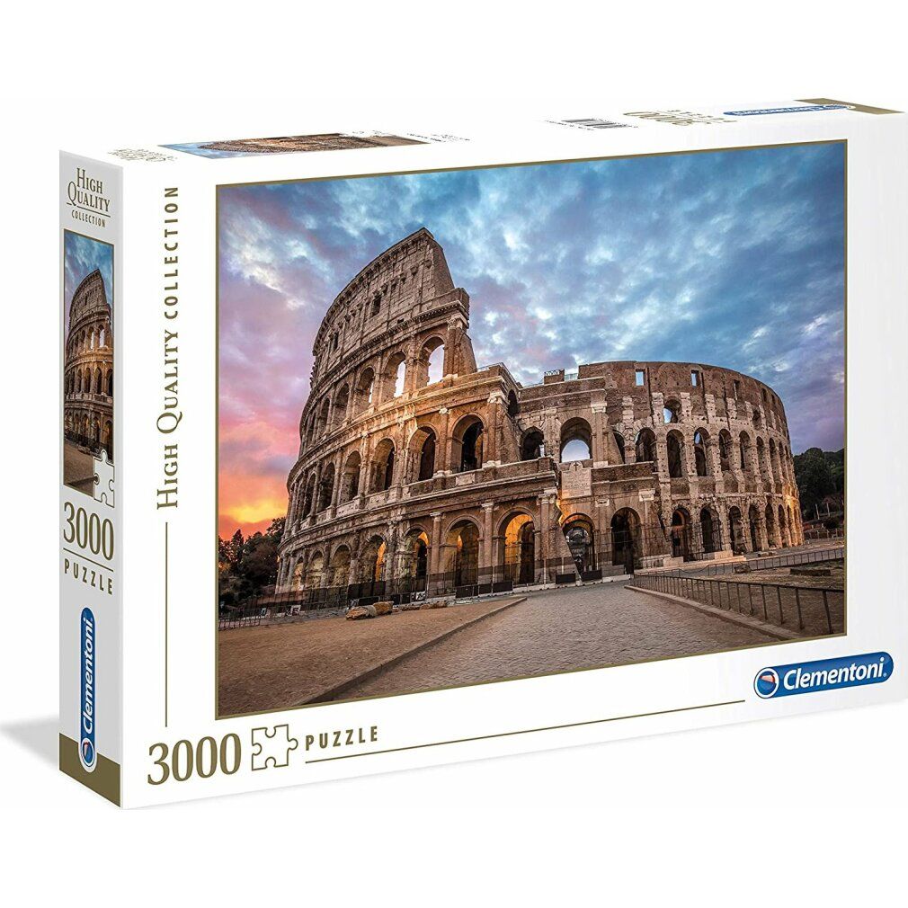 Scatola puzzle con il Colosseo. 3000 pezzi. Marchio Clementoni. Collezione di alta qualità. Colosseo all'alba.