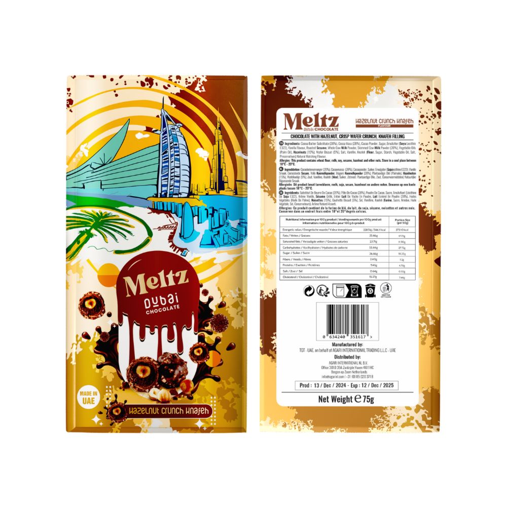 Meltz Dubai Cioccolato – Nocciola Crunch con Ripieno di Knafeh