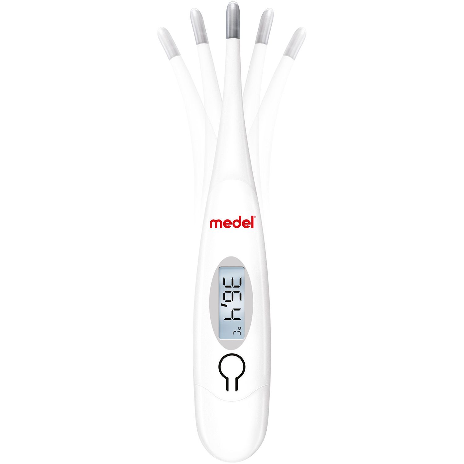 Termometro digitale bianco Medel con punta flessibile e display LCD (36,4°C).