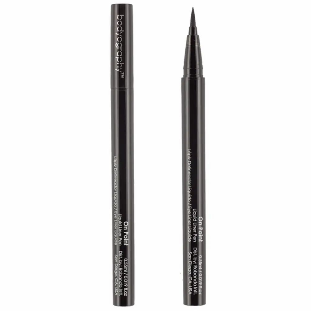 Due pennarelli eyeliner neri. Scritta: BODYOGRAPHY, On Point Liquid Liner Pen.