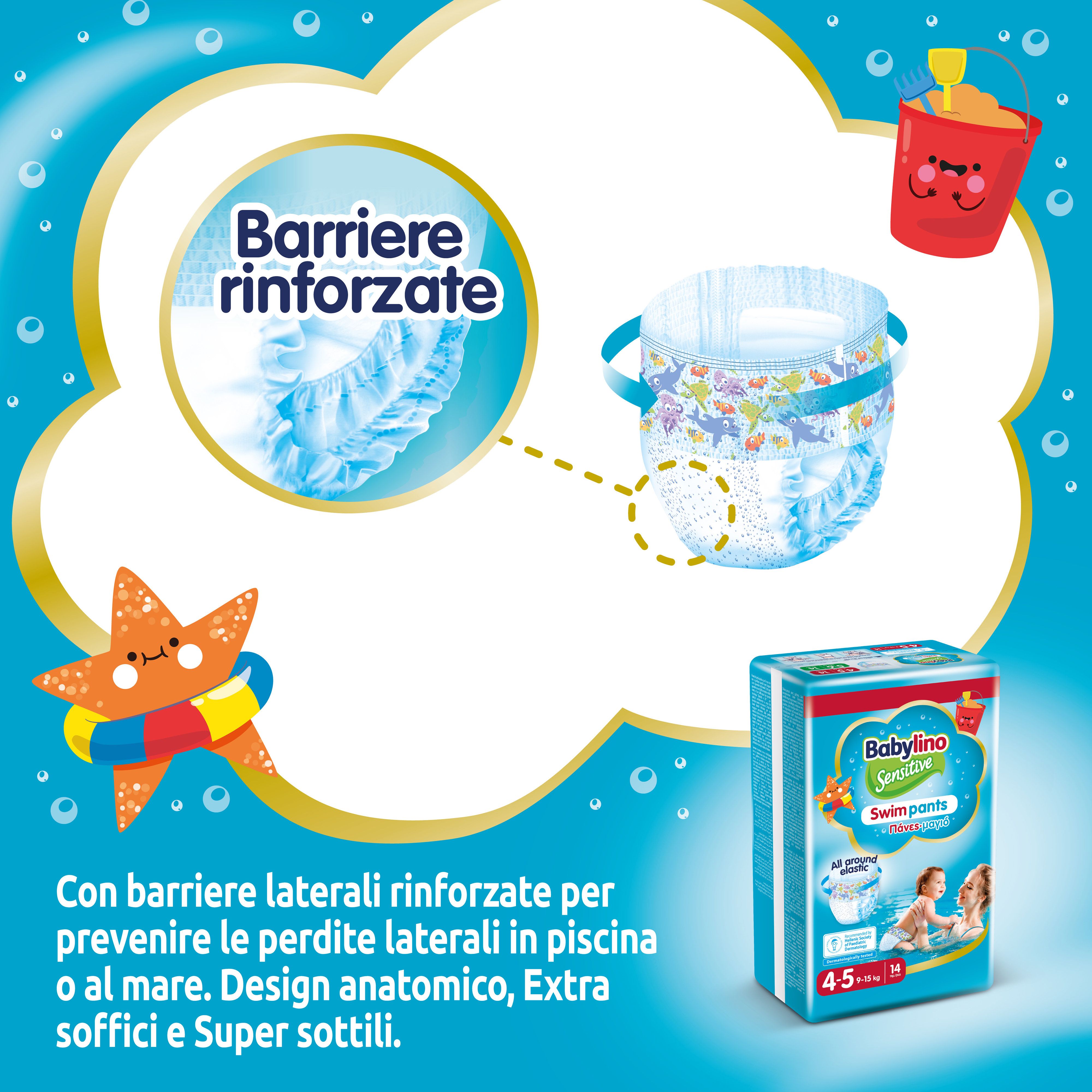 Babylino Sensitive SwimPants, Pannolini Mare e Piscina, Taglia 4/5 (9-15kg), 14 Unità
