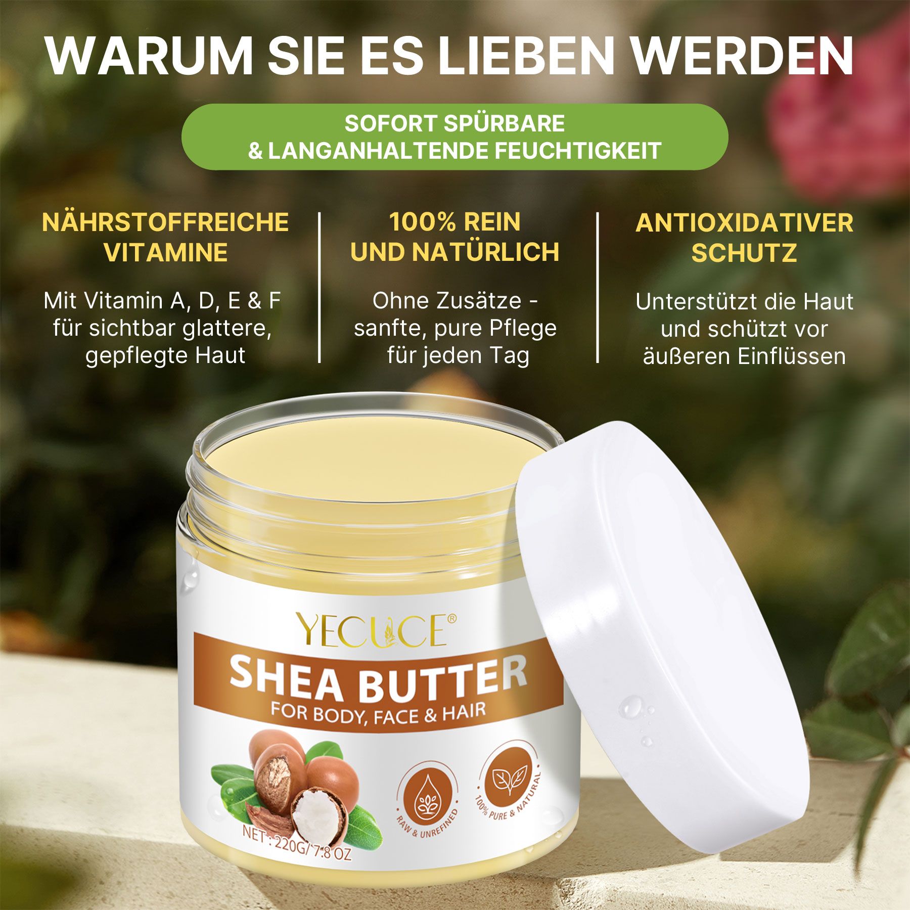P-beauty Crema corpo al burro di karité,100% naturale per la cura della pelle