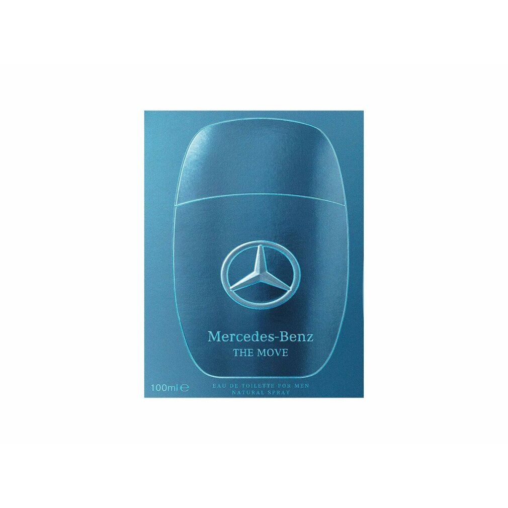 Confezione di Mercedes-Benz The Move Eau de Toilette Spray. Blu. Logo e testo. 100ml.