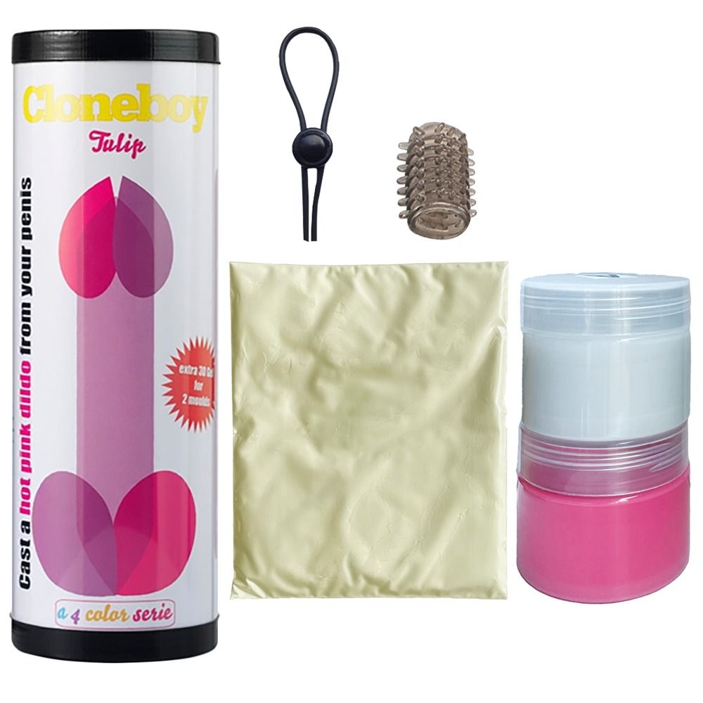 Confezione a forma di dildo, cordino, anello e sacchetto.