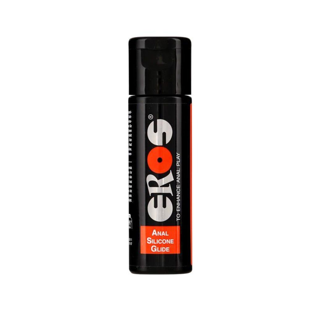 Flacone nero con EROS Anal Silicone Glide. Contiene 118ml.