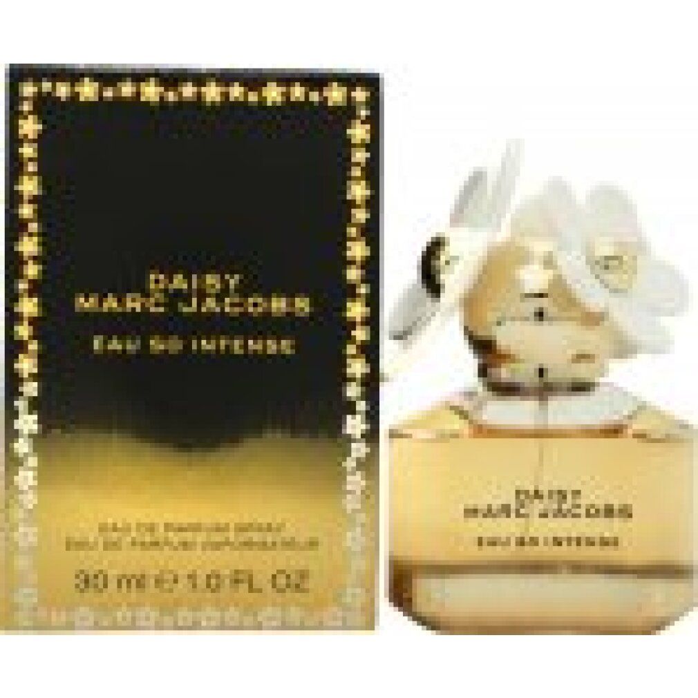 Flacone e confezione. Scritta: DAISY MARC JACOBS EAU SO INTENSE. Confezione con motivi floreali.