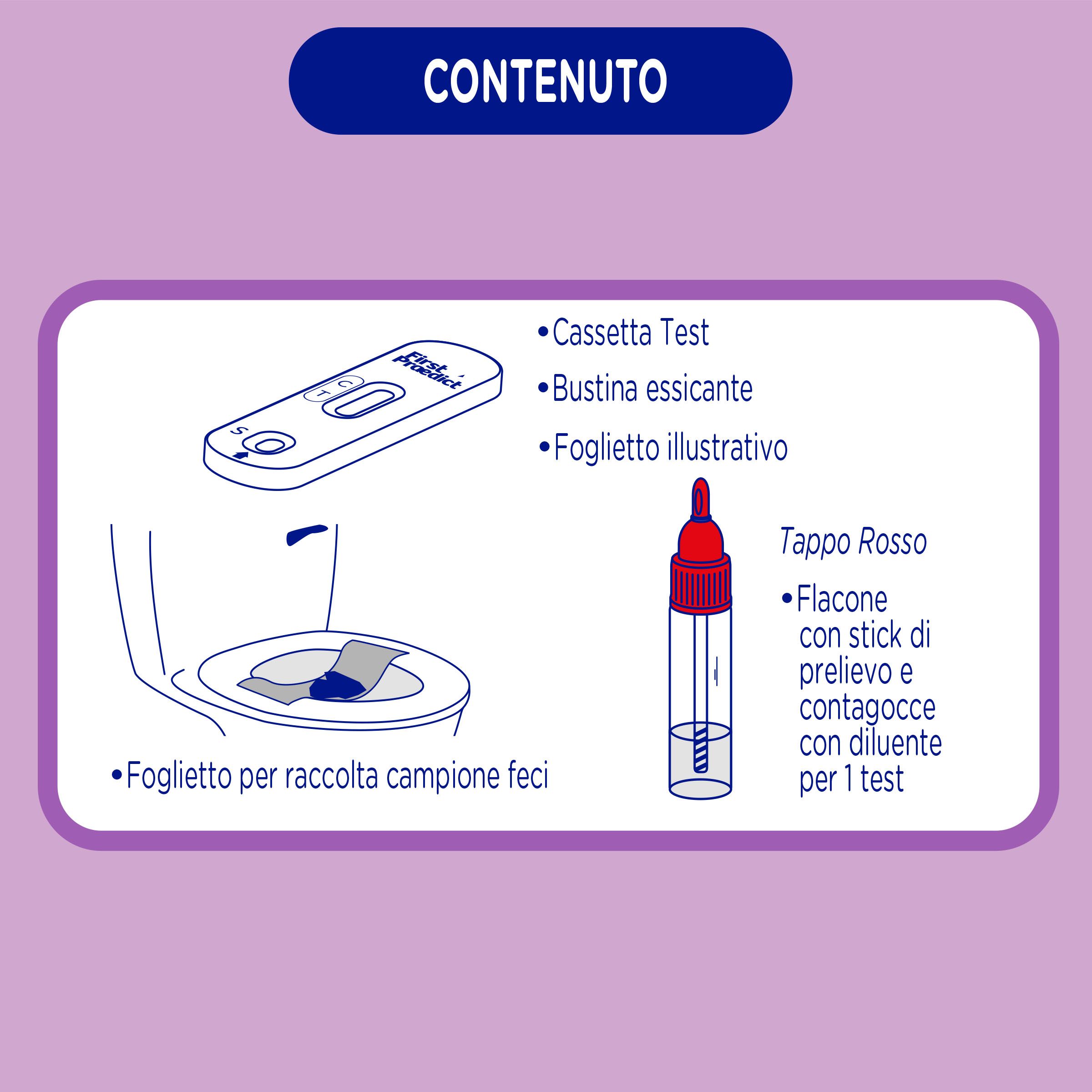 First Praedict - Self Test Rilevazione Sangue Occulto nelle Feci, Kit per il Benessere Intestinale