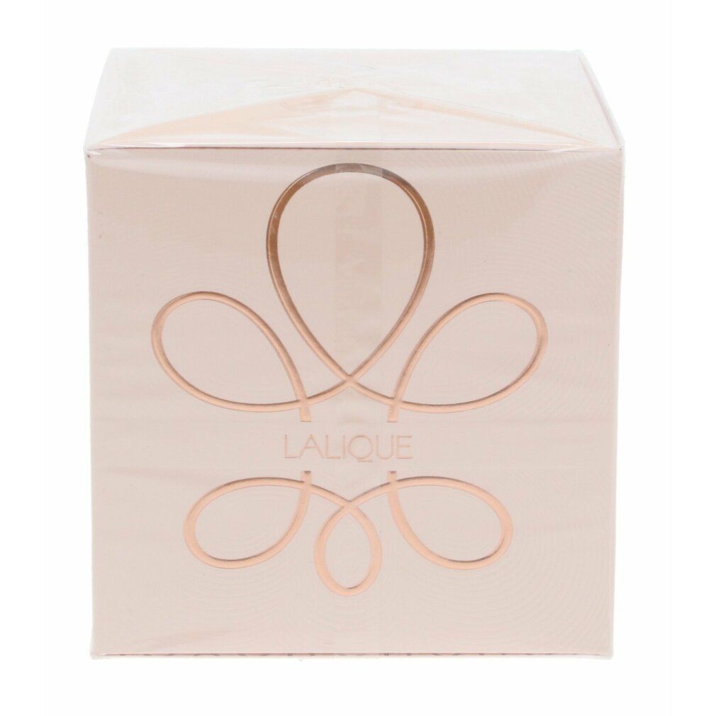 Confezione quadrata. Sfondo rosa con logo e testo dorati: Lalique Rêve d'Infini.