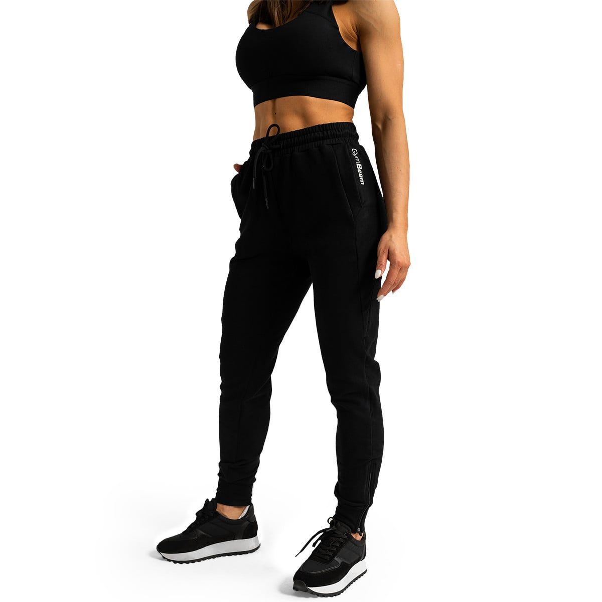 GymBeam Pantaloni tuta donna slim con coulisse e tasche Limitless Black