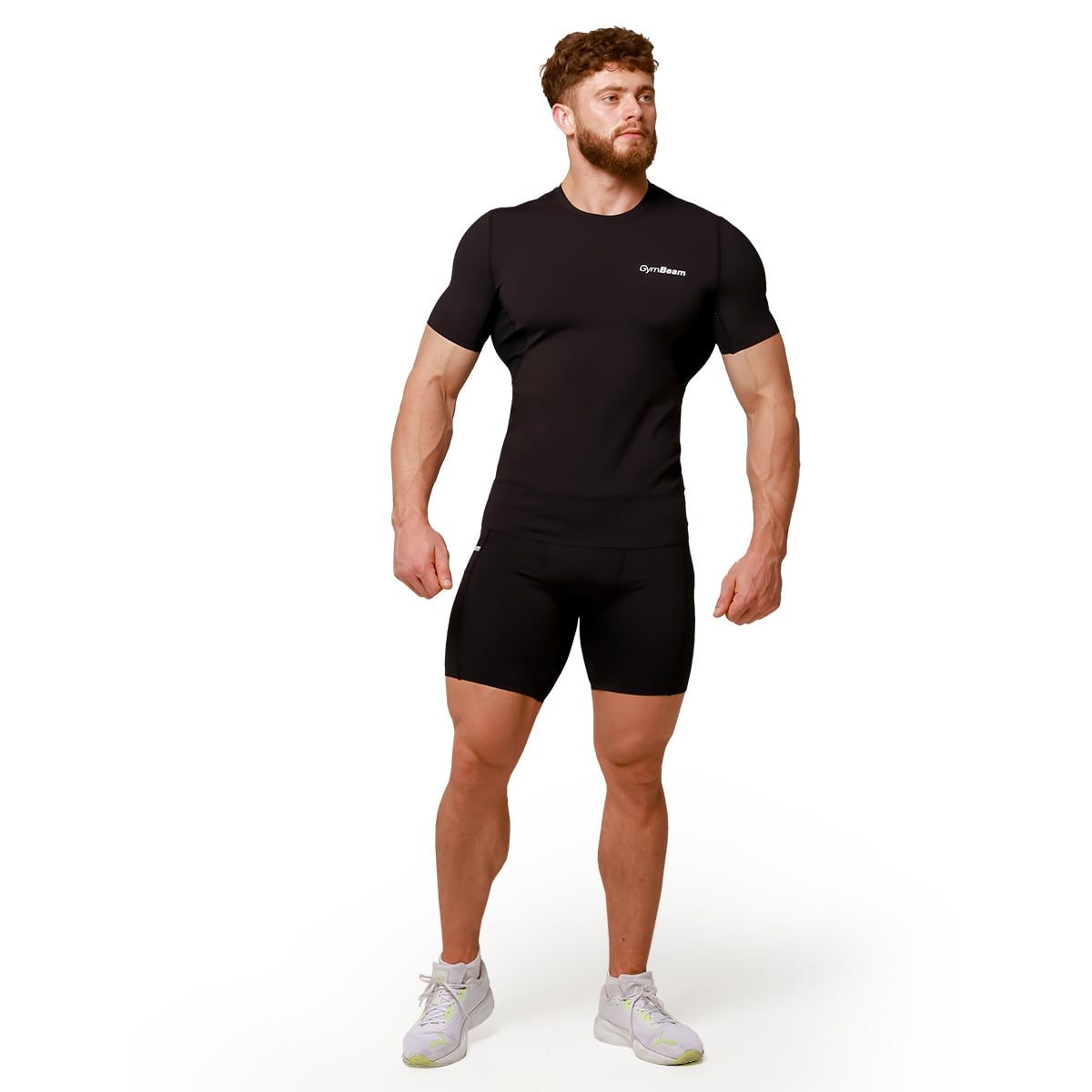 GymBeam Pantaloncini uomo a compressione media con vestibilità slim Black