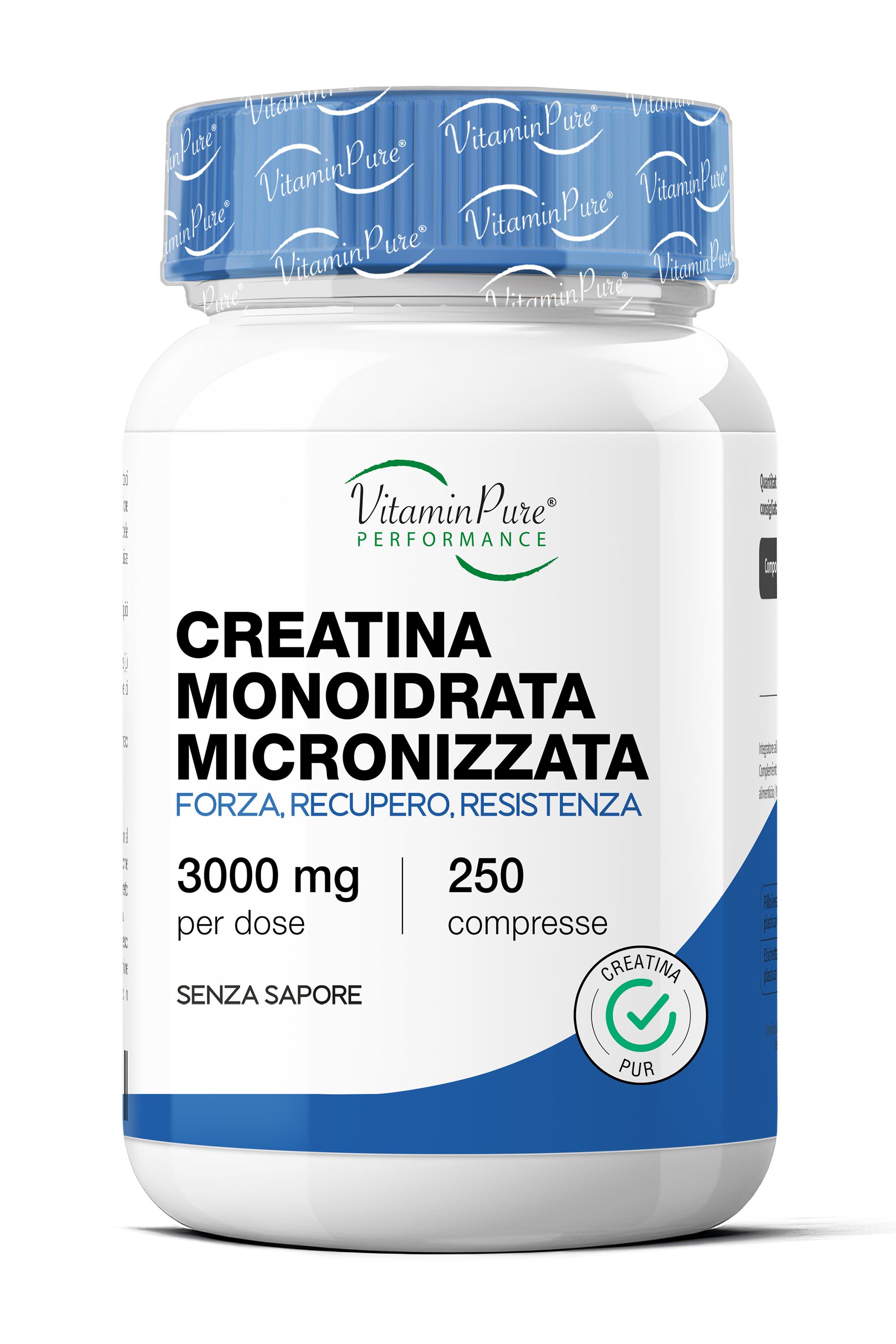 VitaminPure® Creatina Monoidrata Micronizzata Pura Per Forza, Recupero e Resistenza